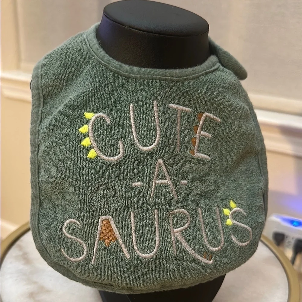 3/$25 Green 'Cute-a-saurus' Baby Bib - Carter’s Infant 100% Cotton